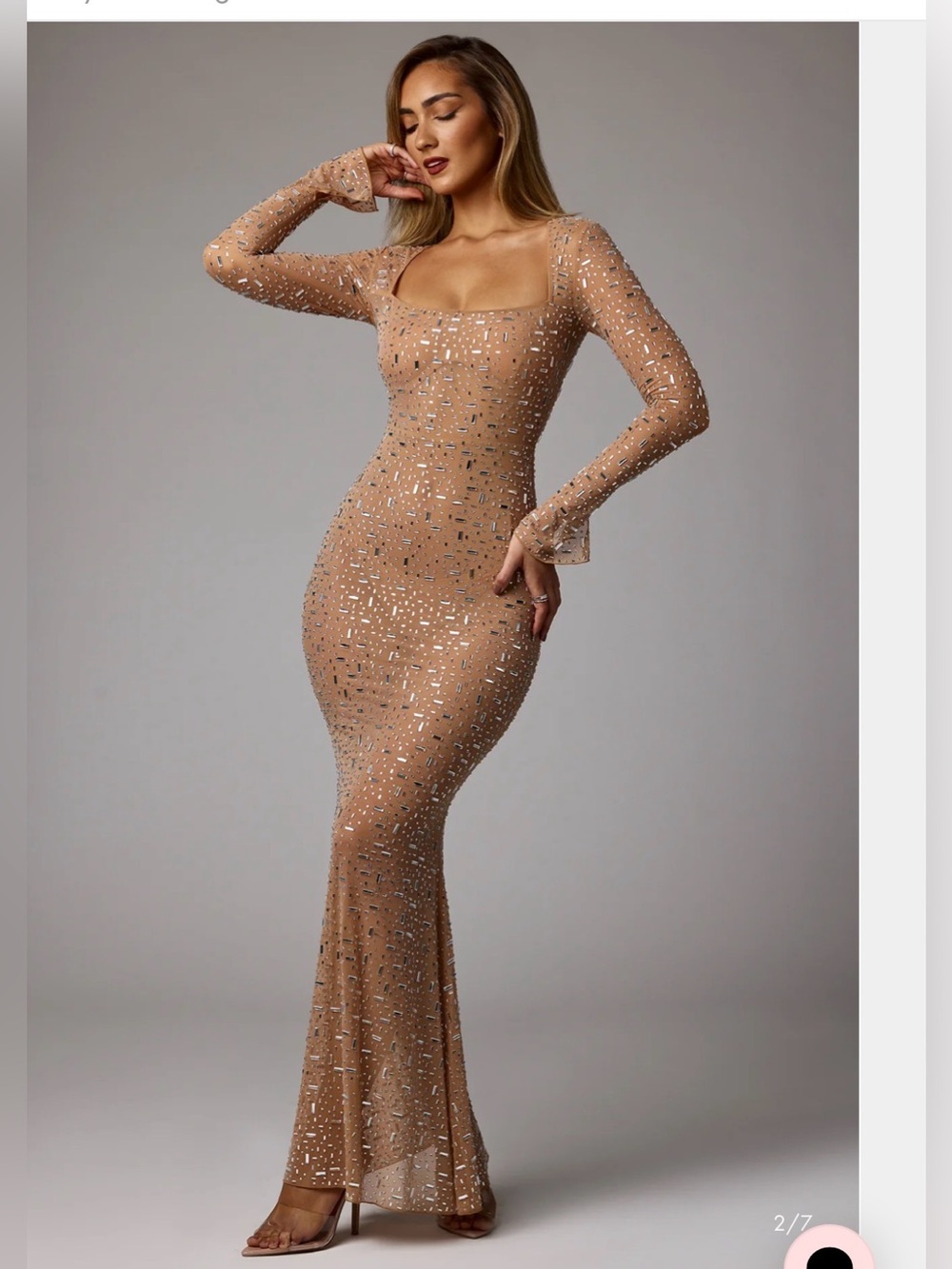 EUC Sheer Embellished Isabeau Gown